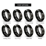 font options for inside engraving on black & silver reciprocating blade rings