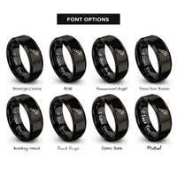font options for inside engraving on black reciprocating blade rings