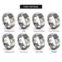 font options for inside engraving on gray reciprocating blade rings