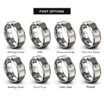 font options for inside engraving on gray record dot rings