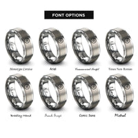 font options for inside engraving on silver record dot rings
