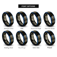 font options for inside engraving on gunmetal & blue record dot rings