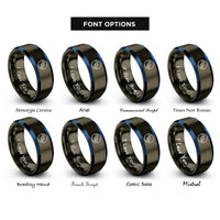 font options for inside engraving on gunmetal & blue record dot rings