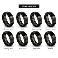 font options for inside engraving on black record needle rings