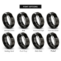 font options for inside engraving on black & gray recorder rings
