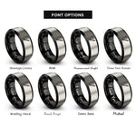font options for inside engraving on black & silver recorder rings