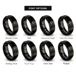 font options for inside engraving on black recovery shackle rings