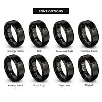 font options for inside engraving on black recovery shackle rings