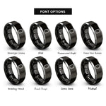 font options for inside engraving on black & gray rectangle border rings