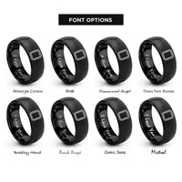 font options for inside engraving on black rectangle border rings