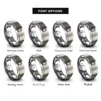 font options for inside engraving on gray rectangle border rings