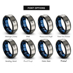 font options for inside engraving on black & blue & gray recurve archer draw rings