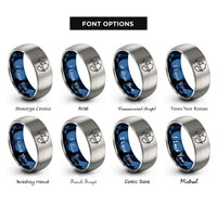 font options for inside engraving on blue & grey recurve archer draw rings