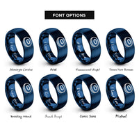 font options for inside engraving on blue red blood cell rings