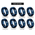 font options for inside engraving on blue red blood cell rings