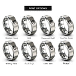font options for inside engraving on silver red blood cell rings
