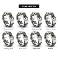font options for inside engraving on silver red blood cell rings