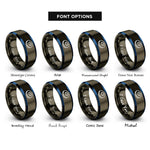 font options for inside engraving on gunmetal & blue red blood cell rings