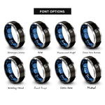 font options for inside engraving on black & blue & grey red card whistle rings