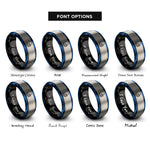 font options for inside engraving on black & blue & gray red card whistle rings