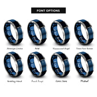 font options for inside engraving on blue & gray red flag rings