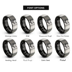 font options for inside engraving on black & gray red fox rings