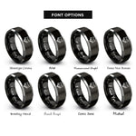 font options for inside engraving on black & silver red fox rings