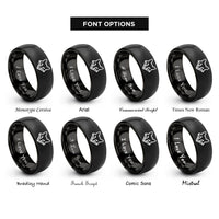 font options for inside engraving on black red fox rings