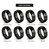 font options for inside engraving on black red fox rings