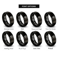 font options for inside engraving on black red fox rings
