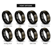 font options for inside engraving on gunmetal & black red fox rings