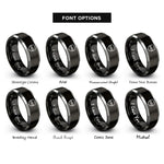 font options for inside engraving on black & gray red line rings