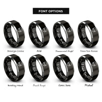 font options for inside engraving on black & gray red line rings