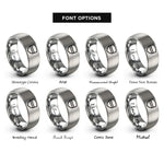 font options for inside engraving on silver red line rings