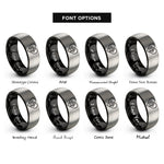 font options for inside engraving on black & grey red paw rings