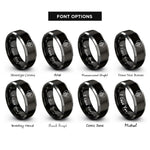font options for inside engraving on black & grey red paw rings
