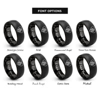 font options for inside engraving on black red paw rings