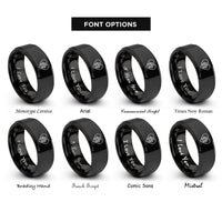 font options for inside engraving on black red paw rings