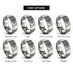 font options for inside engraving on silver red paw rings