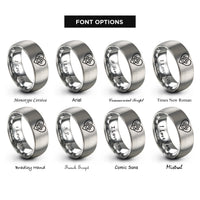 font options for inside engraving on silver red paw rings