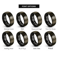 font options for inside engraving on gunmetal & black red paw rings