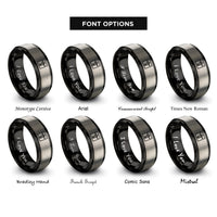 font options for inside engraving on black & grey redeemer stamp rings