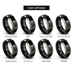 font options for inside engraving on black & gray redwood grove rings