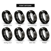 font options for inside engraving on black & gray redwood grove rings