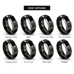 font options for inside engraving on black & gray redwood tree roots rings