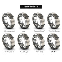 font options for inside engraving on grey redwood tree roots rings