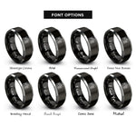 font options for inside engraving on black & silver reef contours rings