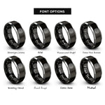 font options for inside engraving on black & gray reef square knot rings
