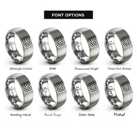 font options for inside engraving on gray reef square knot rings