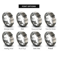 font options for inside engraving on grey reef square knot rings